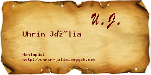 Uhrin Júlia névjegykártya